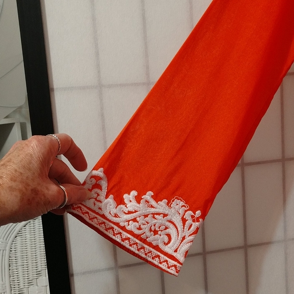 Tangerine Michael Kors V Neck Tunic Top sz Medium - Picture 5 of 8